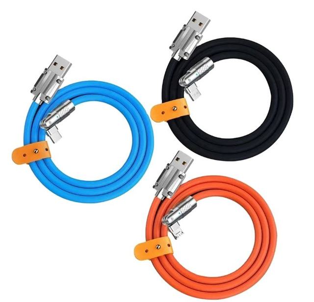Liquid Silicone 2M USB C Charging Cable 180 Rotatable Elbow Design 120W 6A Super Fast Charge 480Mbps Data Sync Universal