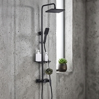 Ensemble de robinets de bain-douche, cascade carrée, noir, ensemble pour le japon