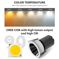 Spot LED encastré 12W en aluminium noir de haute qualité pour intérieur, bureau, commerce, maison, salon