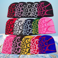 Gorro de Punto con Patrón de Telaraña Estilo Y2K, Multicolor, Acrílico, Cálido, Unisex, Estilo Hip Hop, Personalizable