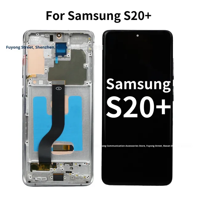 For S20+ Mobile Phone Screen with Frame Assembly 6.7" AMOLED Display G9860 Model 1-Year Warranty