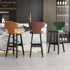 Tabouret de bar moderne en <span class=keywords><strong>bois</strong></span> massif de style minimaliste chaise haute de luxe pour maison île réception caissier sans barrière - Product Image 6