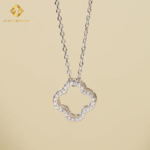 Collier en argent sterling 925 avec pendentif trèfle, vente chaude, moissanite, testeur de diamant, collier trèfle, bijoux pour femmes - Product Image 4