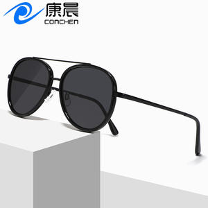 Gafas de Sol Conchen con Marco Ovalado, Metal Negro, UV400, Unisex, Protección Solar, Gafas para Conducir - Product Image 1