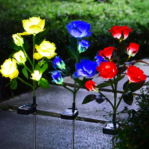 Lampes solaires LED en forme de rose, étanches IP65, avec télécommande, <span class=keywords><strong>pour</strong></span> jardin, pelouse, allée, paysage, sur piquet, à piles - Product Image 2