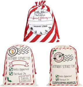 Atacado Personalizado Gigante Natal Canvas Santa Sacks Gift Bag