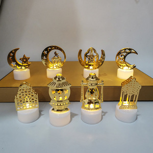 Lumières d'ambiance de bureau Eid et Ramadan LED bougie électronique château nuit ornements en fer forgé et guirlandes lumineuses - Product Image 3
