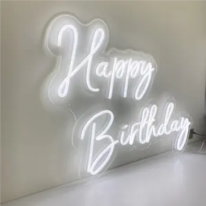 Drop shipping acrylique lettres lumineuses signe led personnalisé flexible petit personnalisé joyeux anniversaire rgb néon