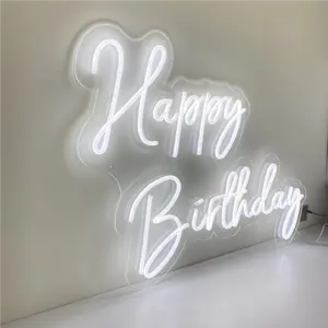 Drop shipping acrylic light letters sign led custom flexible small personalized happy birthday rgb neon