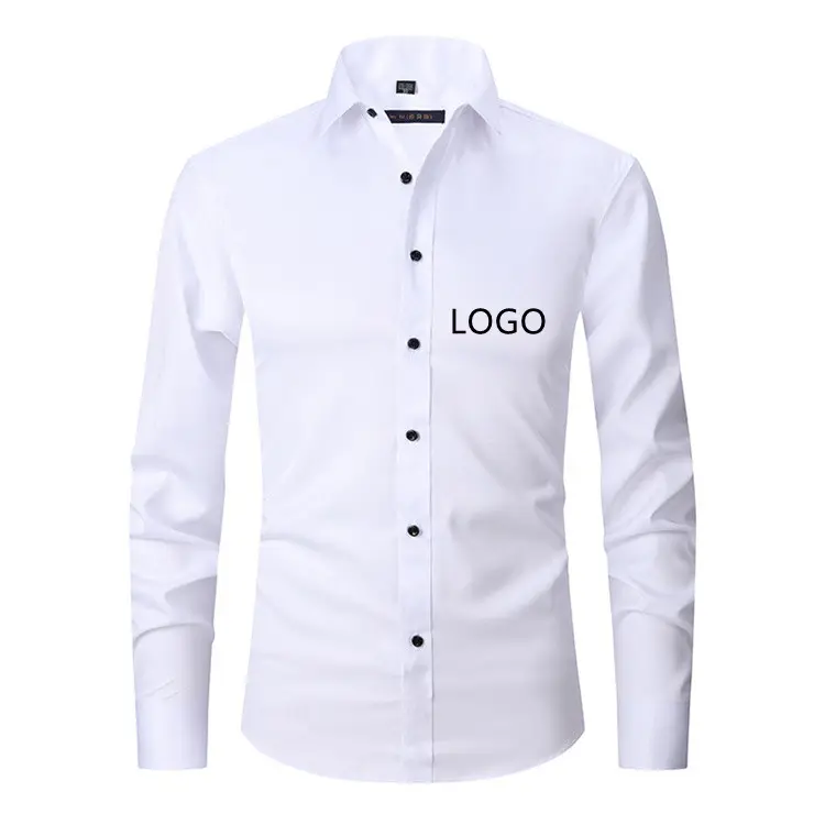 LH Custom Work Shirts Solid Color Business Men Long Sleeve Shirt Casual Formal Wear Plus Size Men's Shirts