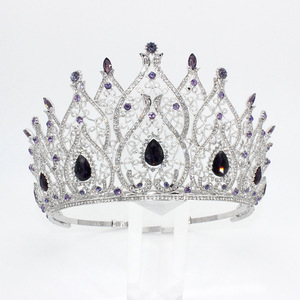 Diadème scintillant à grandes flammes et strass, couronne réglable pour concours de beauté et fêtes - Product Image 2