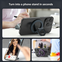 Nouveau support de téléphone portable en métal TKT avec anneau de maintien rotatif à 360°, béquille et fixation magnétique