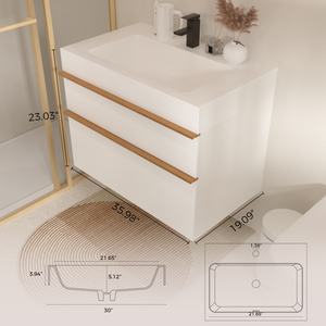 Mueble de Baño Flotante de Lujo Impermeable y Económico, Libre de Impuestos en EE. UU., Mueble de Baño de Madera Montado en la Pared con Lavabo - Product Image 2