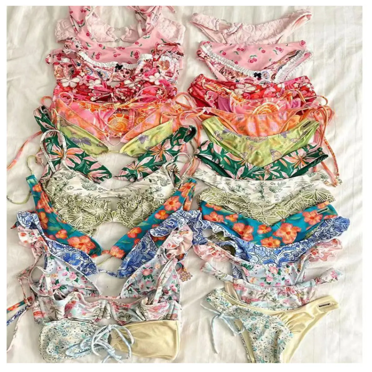 Schnüren Bikini-Set badeanzug floral Damenbademode Dreieck-Tanga-Badeanzüge Eigenmarke neu für Damen 2024 individuelle Bikinis