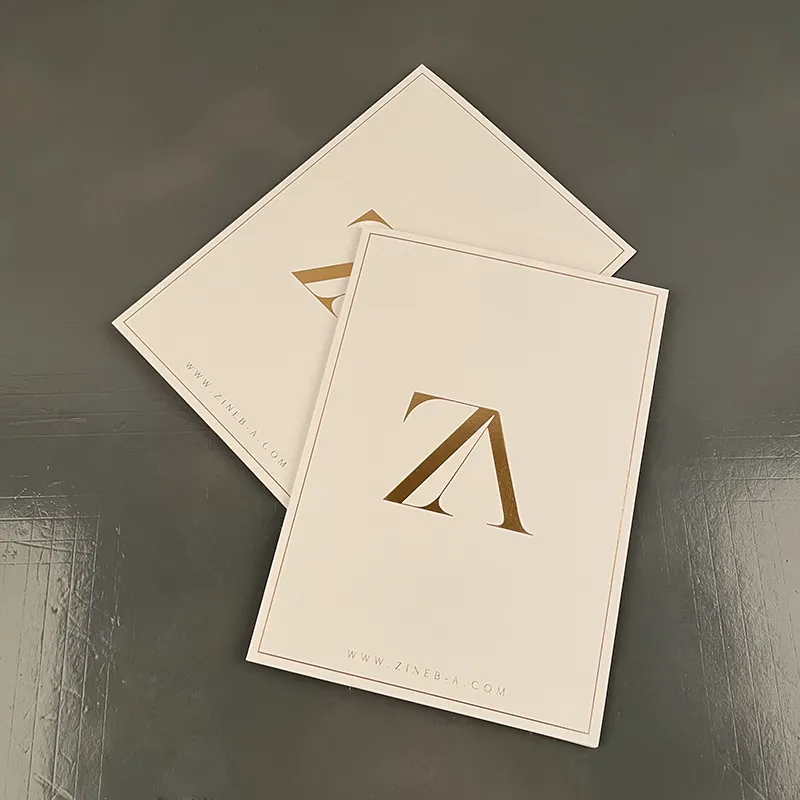Tarjeta de felicitación en relieve, sello de aluminio dorado personalizado de lujo, tarjeta de invitación de boda con logotipo