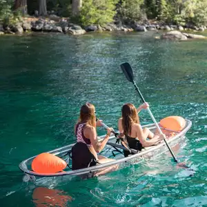 Canoa transparente para kayak, bote de pesca de cristal con fondo transparente, venta al por mayor