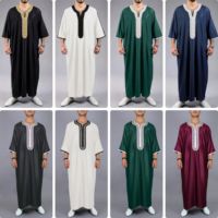 Mode masculine du Moyen-Orient, Dubaï, Arabie, Maroc, Islam, Musulman, robe Juba à manches courtes, broderie, couleur unie