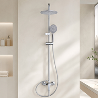 Ensemble de douche complet apparent en acier inoxydable 304 chromé, haute pression, avec douchette à main et pommeau de douche pluie