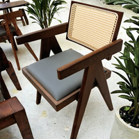 Fauteuil contemporain en bois avec dossier tissé et assise en tissu, chaise de loisirs moderne pour salon, hôtel, maison, bar