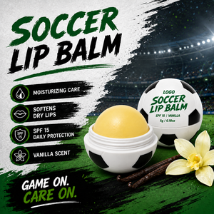 Bálsamo Labial en Forma de Balón de Fútbol con Etiqueta Privada, Hidratación Duradera, Calmante, Reparador, Mejora la Opacidad, con Manteca de Karité Natural y Cera de Abeja - Product Image 1