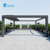 Pergola en aluminium Sweet Home avec lames motorisées télécommandées, gazebo imperméable et éclairage LED intégré pour patio