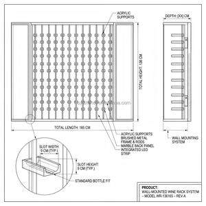 Sistema di Portabottiglie Moderno Minimalista di Lusso, Modulare, da Pavimento a Soffitto, in Metallo, con Cavi e Acrilico, per <span class=keywords><strong>Bar</strong></span> e Soggiorno - Product Image 3