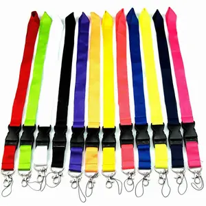 Gantungan Kunci Tali Leher Ponsel, Gantungan Tali Lanyard Kosong Warna-warni, Gantungan Kunci Tali Lanyard Kustom