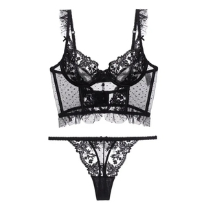 Vente en gros de lingerie sexy en dentelle pour femmes, ensemble soutien-gorge et string, lingerie brodée, ensembles de lingerie érotique - Product Image 5