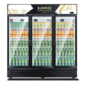 Стандартный супермаркет, трехдверный стеклянный дверной дисплей, холодильник, вертикальный холодильник для напитков