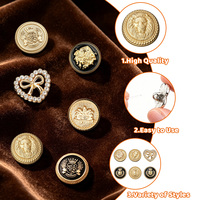 Boutons métalliques personnalisés multi-formes pour vêtements, collection d'emblèmes vintage en strass en forme de cœur, attaches pour vêtements et bagages