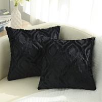 Housse de coussin carrée moderne brodée en peluche, avec noyau amovible et fermeture éclair lavable, sensation haut de gamme pour baies vitrées et salons