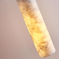 Suspension nordique réglable en hauteur avec tube LED long en albâtre espagnol, lustre en marbre pour salle à manger