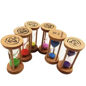 6 Stuks Als Set 30 Seconden En 1/2/3/5/10 Minuten Mini Leuke Gadgets Houten glas Zandloper Jar Zand Timer Voor Home Decor