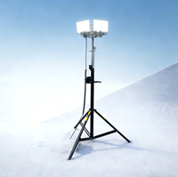 Trépied à levage manuel 2,8 m avec éclairage LED |   Tour d'éclairage portable à double tête 200W