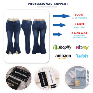 High Quality Plus Size <strong>Jeans</strong> Women Slim Fit Slit Hem Wide Leg <strong>Jeans</strong> Stretchy Casual Denim <strong>Jeans</strong> XL-5XL - Product Image 4