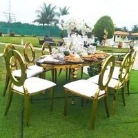 Chaise de banquet moderne en métal doré rose, empilable, en acier inoxydable, pour événements, mariage, salle à manger, luxe – Grande vente