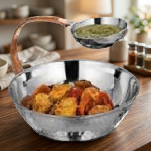 Ensemble de bols ronds en acier inoxydable de qualité supérieure pour chips et trempettes, plateau Tawa et saladiers – Prix avantageux pour servir les entrées - Product Image 4