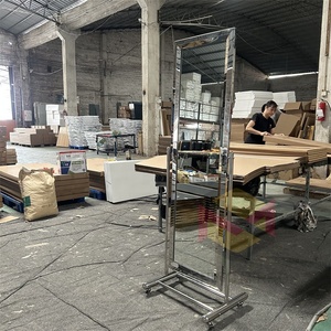 Bán Buôn Hiện Đại Đứng Gương Với Bánh Xe Lớn Đầy Đủ Chiều Dài Mặc Quần Áo Đứng Đóng Khung Gương Với Bánh Xe - Product Image 4