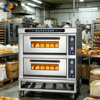 Horno de Infrarrojos Lejanos de Acero Inoxidable, Tipo Instrumento, de 2 Niveles y 4 Bandejas, con Termostato Automático y Lámpara Interior, para Panadería, Pizzería y Pastelería