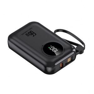 แบตเตอรี่สำรองแบบพกพา Super Slim Dual Fast Charging ความจุ 10000 มิลลิแอมป์ ลิเธียมโพลิเมอร์ พร้อมหน้าจอ LED สีฟ้า สายชาร์จ PD2 22.5W ในตัว - Product Image 3