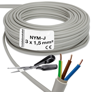 Câble <span class=keywords><strong>de</strong></span> construction basse tension KING <span class=keywords><strong>DE</strong></span> NYM 3x1.5mm² 3x2.5mm² en cuivre toronné <span class=keywords><strong>de</strong></span> classe <span class=keywords><strong>2</strong></span>, gaine PVC grise, 300/500V, norme VDE - Product Image 3
