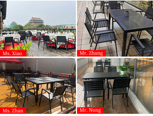 Set di Mobili <span class=keywords><strong>da</strong></span> <span class=keywords><strong>Giardino</strong></span> in Legno Plastico Impermeabile per Ristoranti all'Aperto - Product Image 5