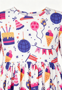 Abito Personalizzato di Alta Qualità in Seta di Latte per Bambine con Tasche e Gonna a Ruota per Festa di Compleanno - Product Image 5