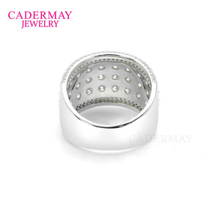 Moissanite Ring S925 Silver Plated White Gold Pave Setting Geometric Shape Unisex Party Jewelry - Product Image 3