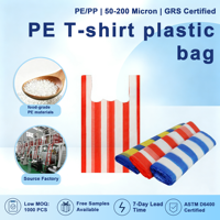 Sac de courses en PE robuste avec poignée Flexiloop, taille et couleur personnalisées, logo imprimé pour la présentation en magasin et une utilisation promotionnelle