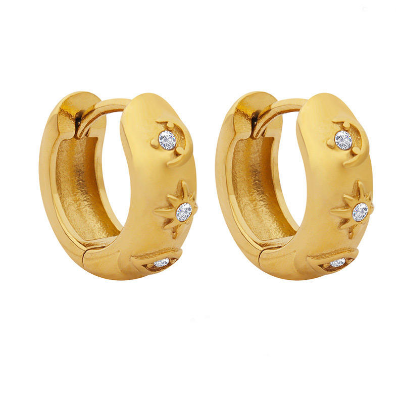 Waterproof Hypoallergenic Sun Moon Design 18K Gold Plated