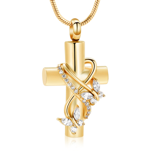 Collane con urna per ceneri gioielli per cremazione a farfalla per donna uomo croce Memorial Ash Pendant Keepsake Jewelry Gifts - Product Image 4
