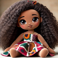 Fabricants de poupées afro-américaines personnalisées, poupée en peluche super douce avec rembourrage en coton PP, boîte personnalisable pour enfants