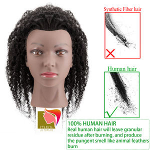 Cabeza de Maniquí de pelo ondulado del cuerpo humano 100%, muñeca de cosmetología de pelo Real rizado para práctica de peinado, herramienta de entrenamiento - Product Image 5