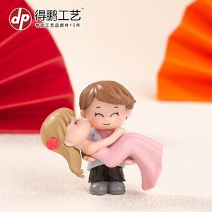 Miniature Cartoon <b>Doll</b> Figurines Wedding Couple Cake Decorations PVC Hugging Pair Blue Pink Black White D1275 - Product Image 5